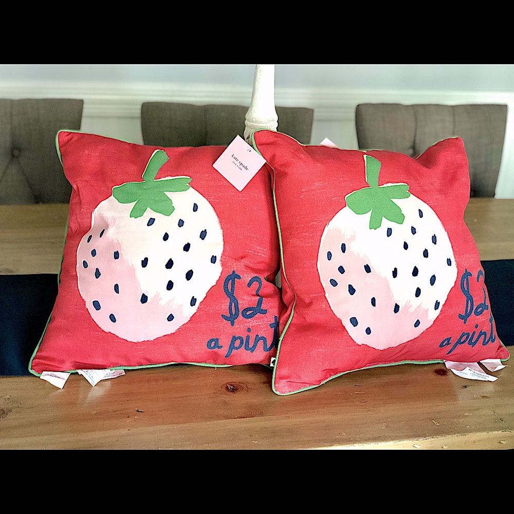 2 kate spade strawberry throw pillows